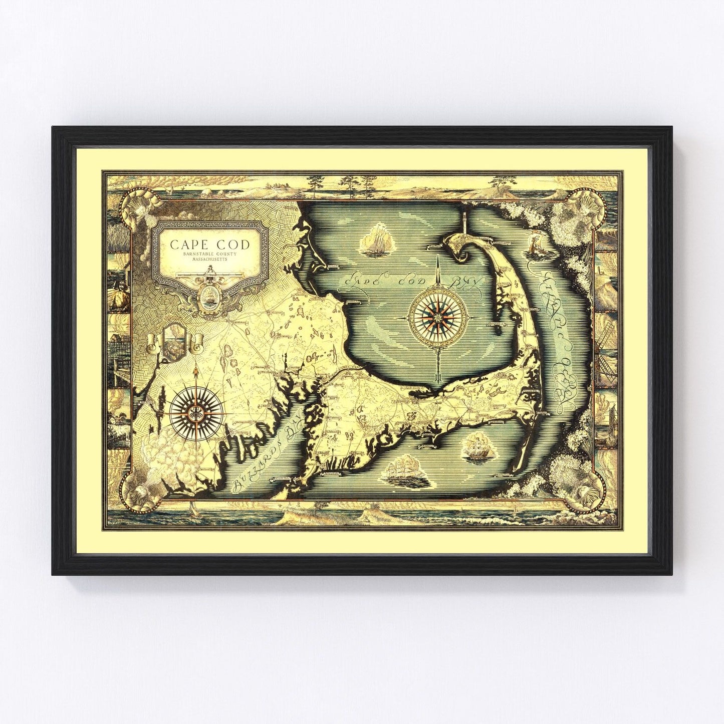 Vintage map of Cape Cod, Massachusetts, 1931, peninsula towns