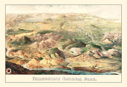 Yellowstone National Park Vintage Map, 1904 - Restored Print