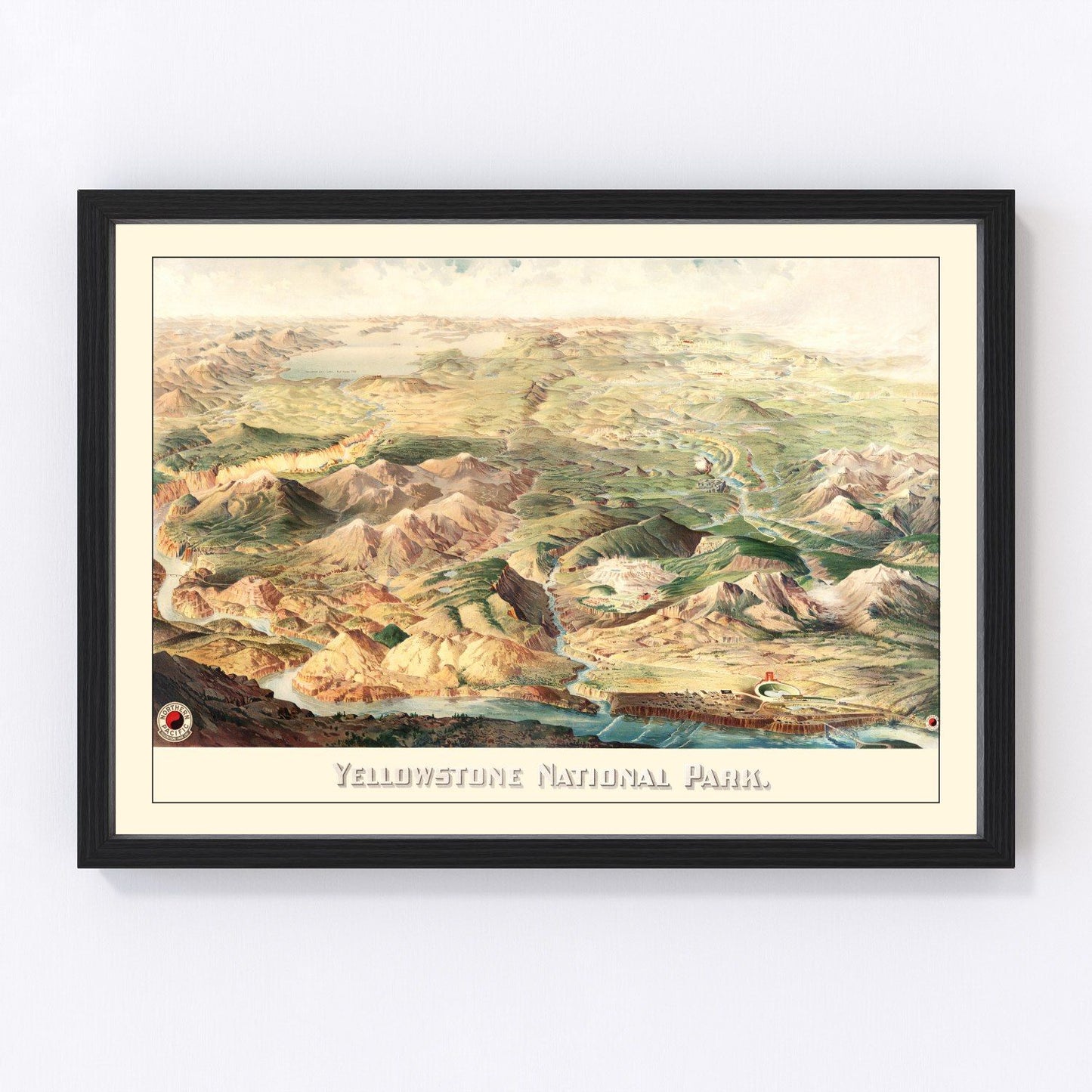 Vintage map of Yellowstone National Park, 1904, restored print