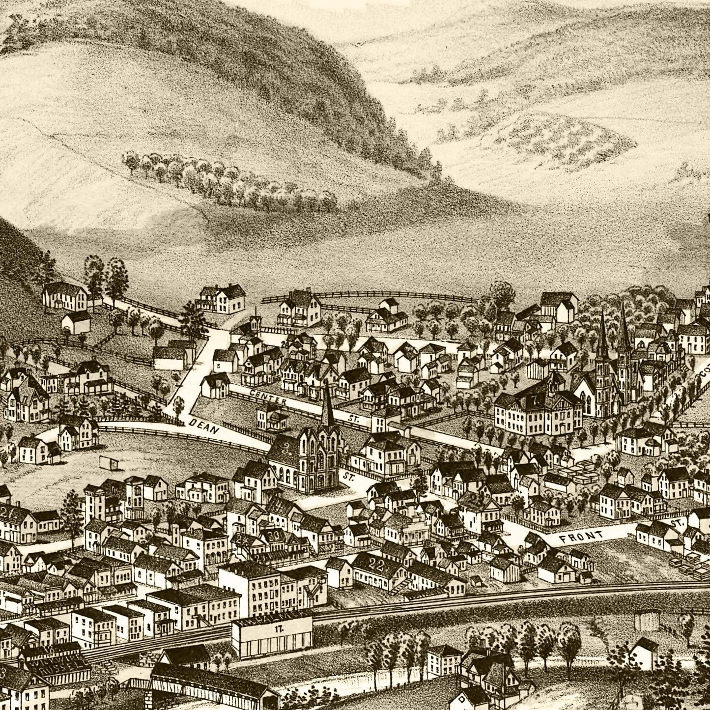 Vintage Map of Deposit, New York, 1887
