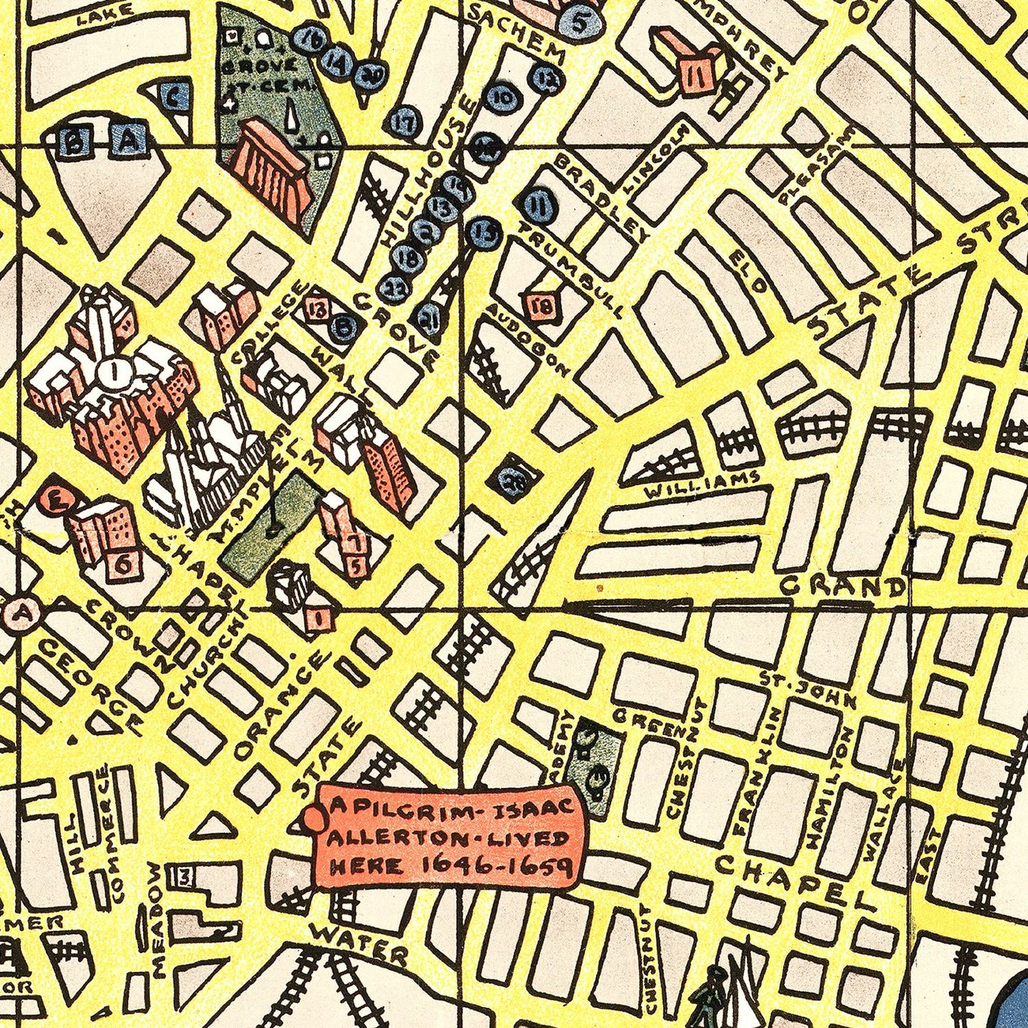 Vintage Map of New Haven, Connecticut, 1928
