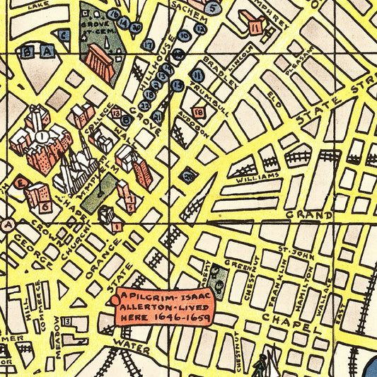 Vintage Map of New Haven, Connecticut, 1928