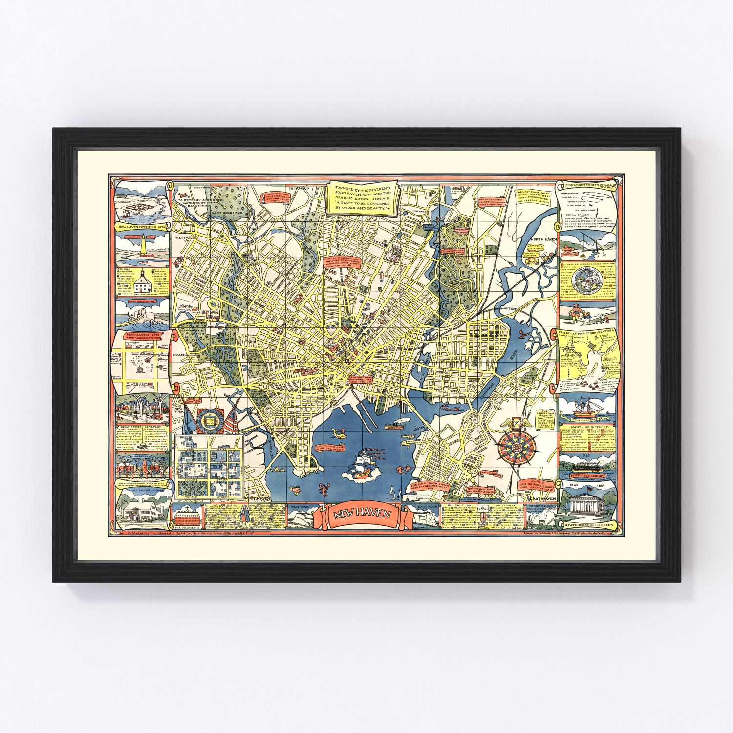 Vintage map of New Haven, Connecticut, 1928