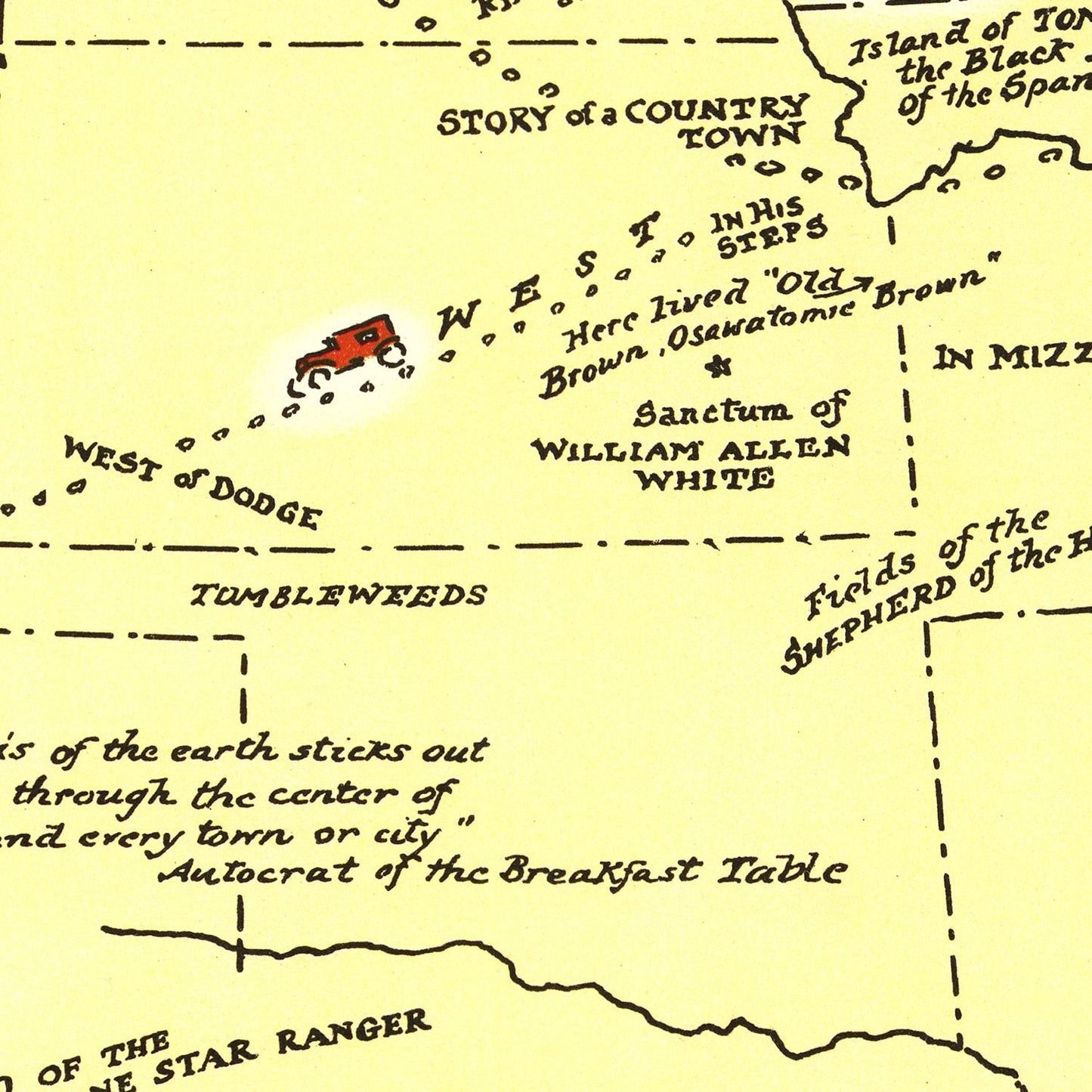 Vintage Book Lovers Map of America, 1926