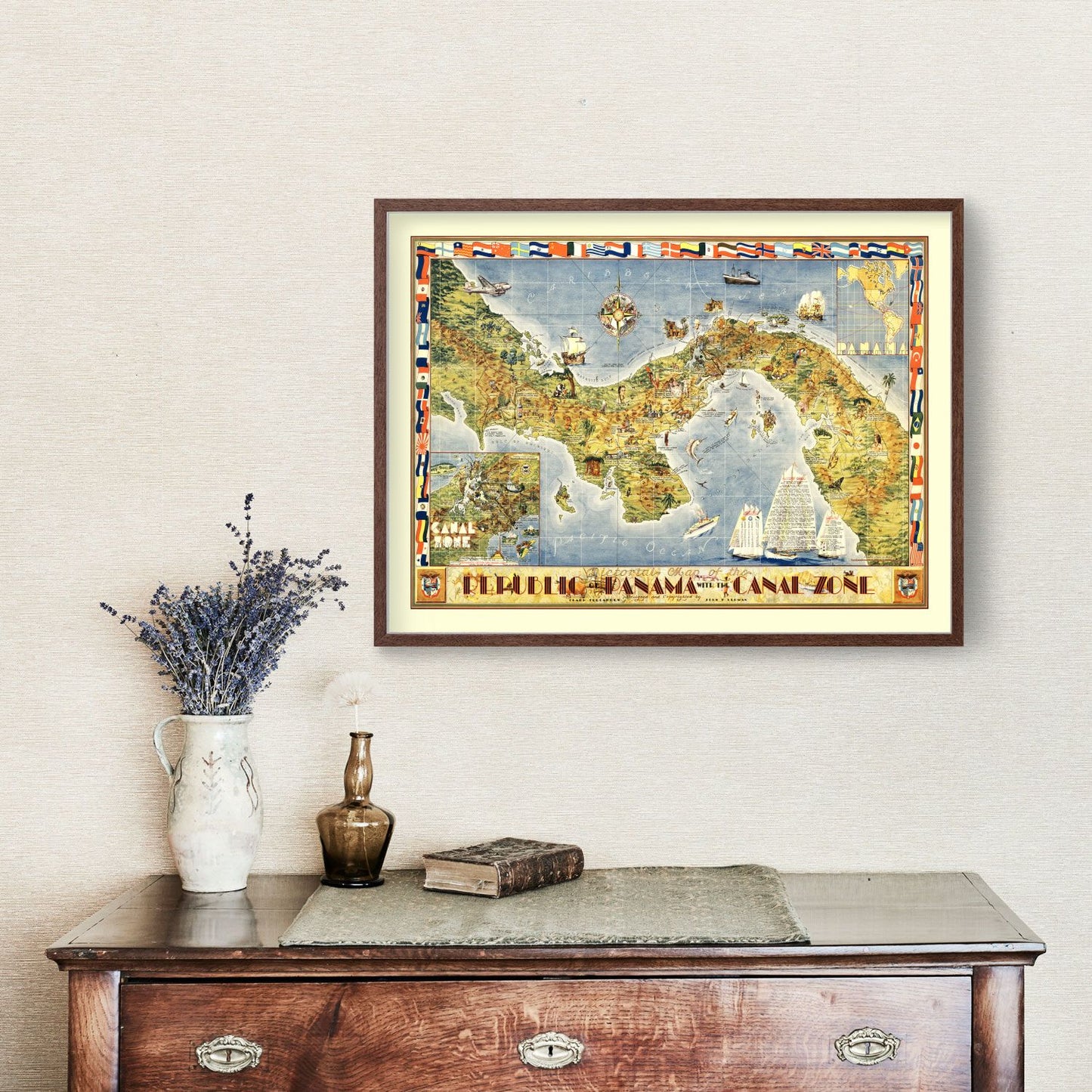Vintage Pictorial Map of Panama, 1939