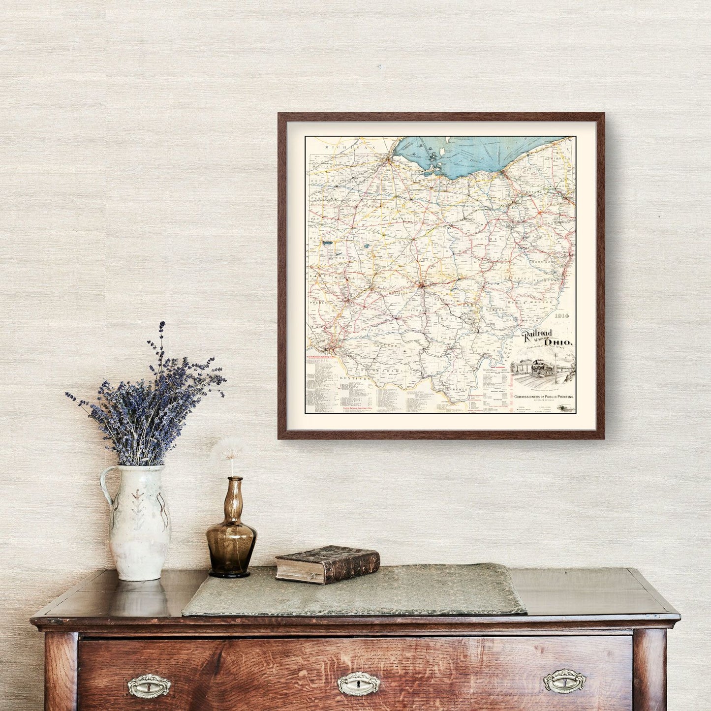 Vintage Railroad Map of Ohio, 1914