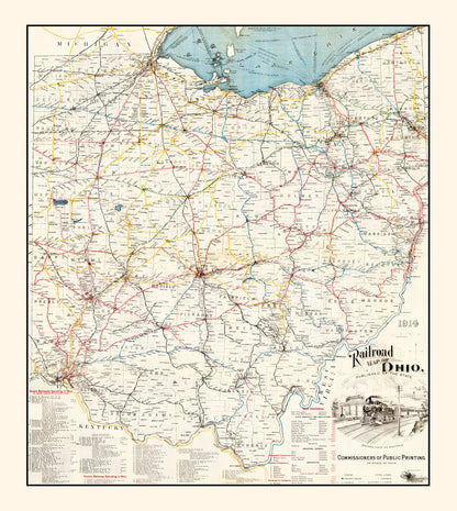 Vintage Railroad Map of Ohio, 1914