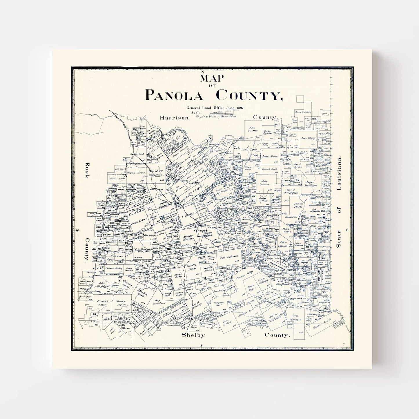 Vintage Map of Panola County, Texas, 1897