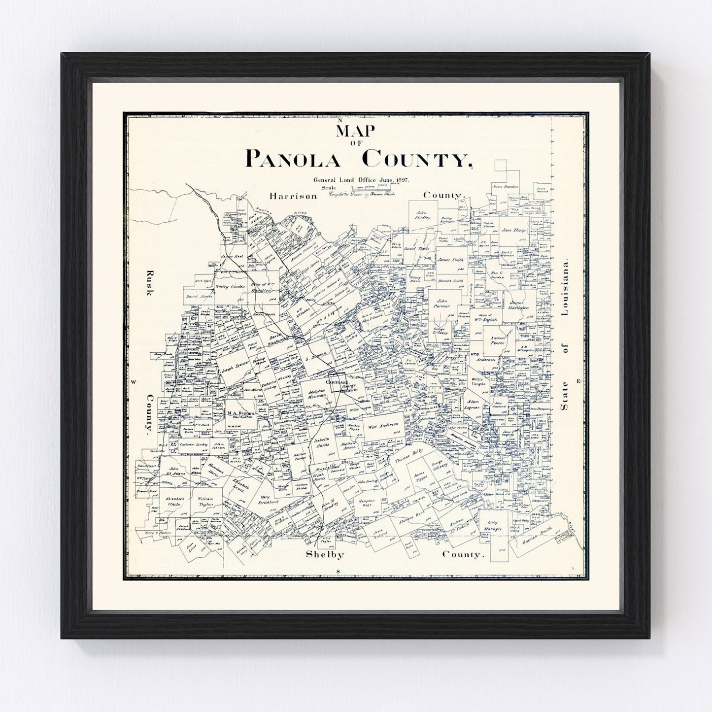 Vintage map of Panola County, Texas, 1897