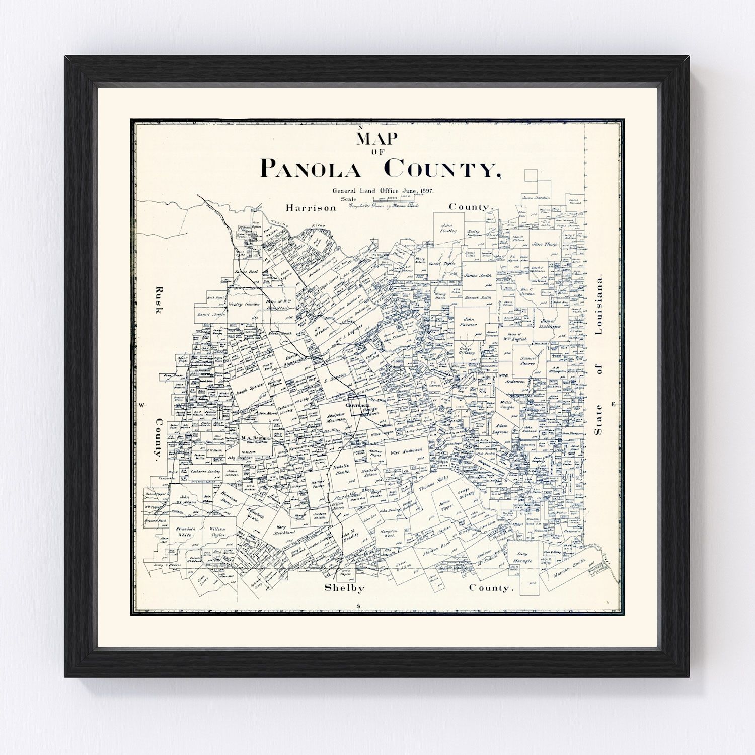 Vintage map of Panola County, Texas, 1897