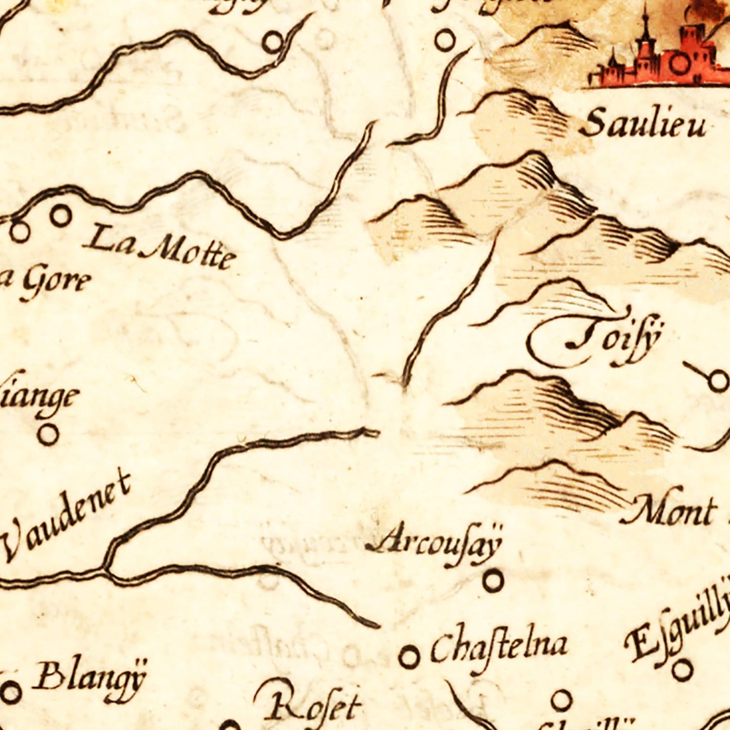 Vintage Map of Burgundy Region, France, 1623