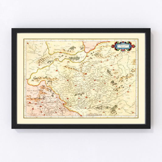Vintage map of Burgundy Region of France, 1623, restored print