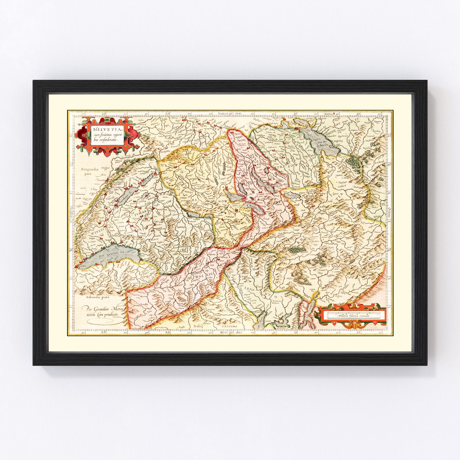 Vintage map of Switzerland, 1623