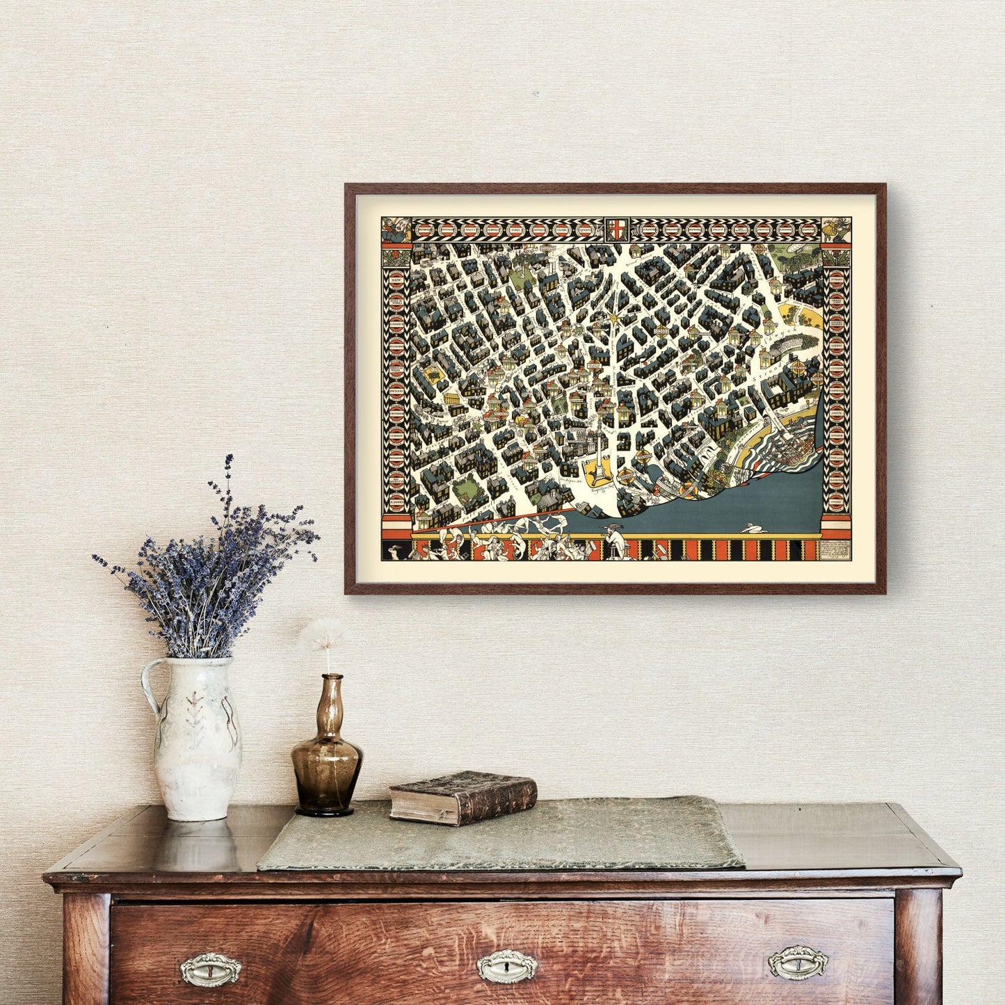 Vintage Map of London Theater District, England, 1915