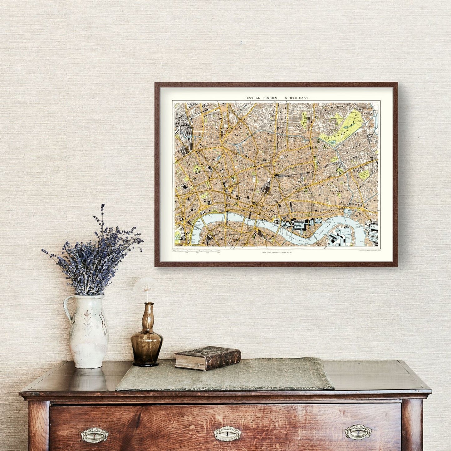 Vintage Map of Central and Northeast London, England, 1904