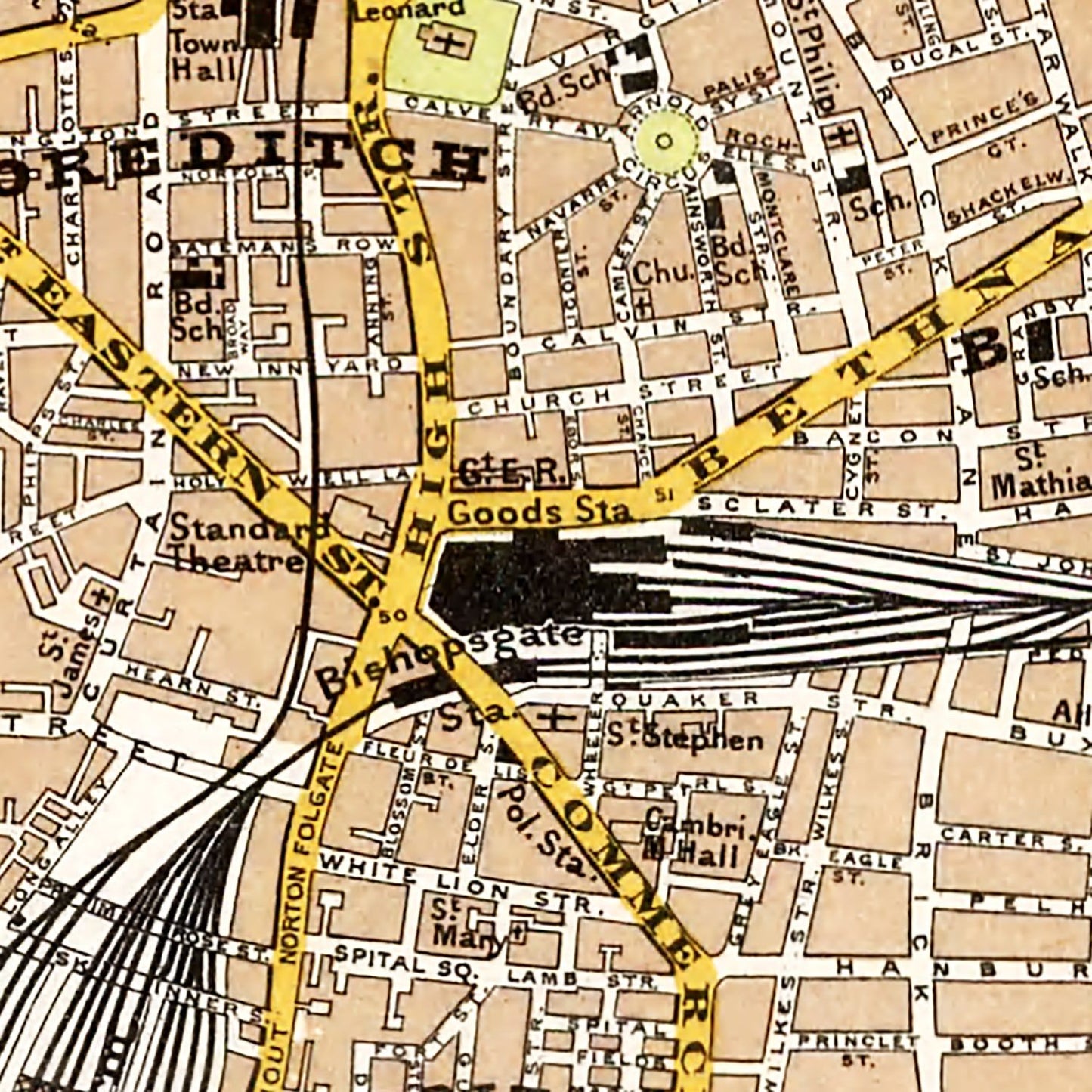 Vintage Map of Central and Northeast London, England, 1904