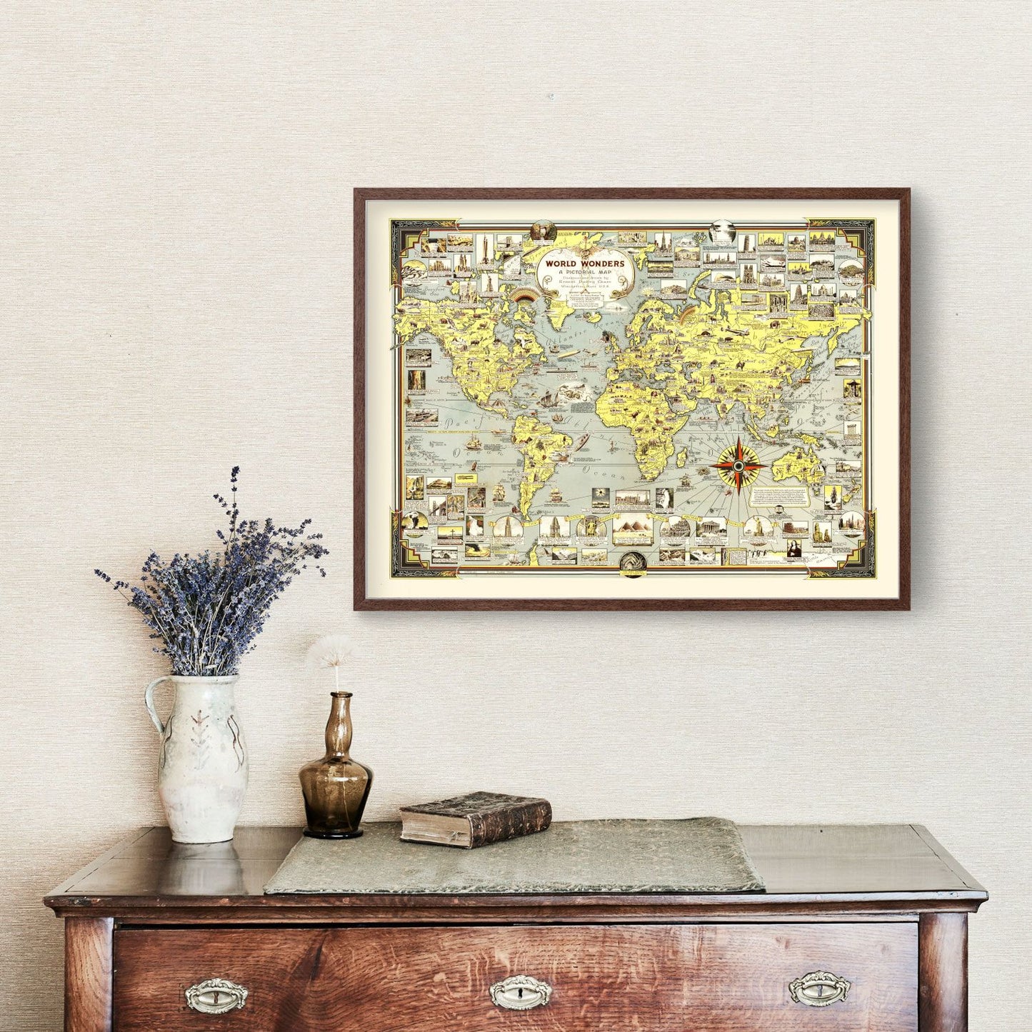 Vintage Pictorial World Map, 1939