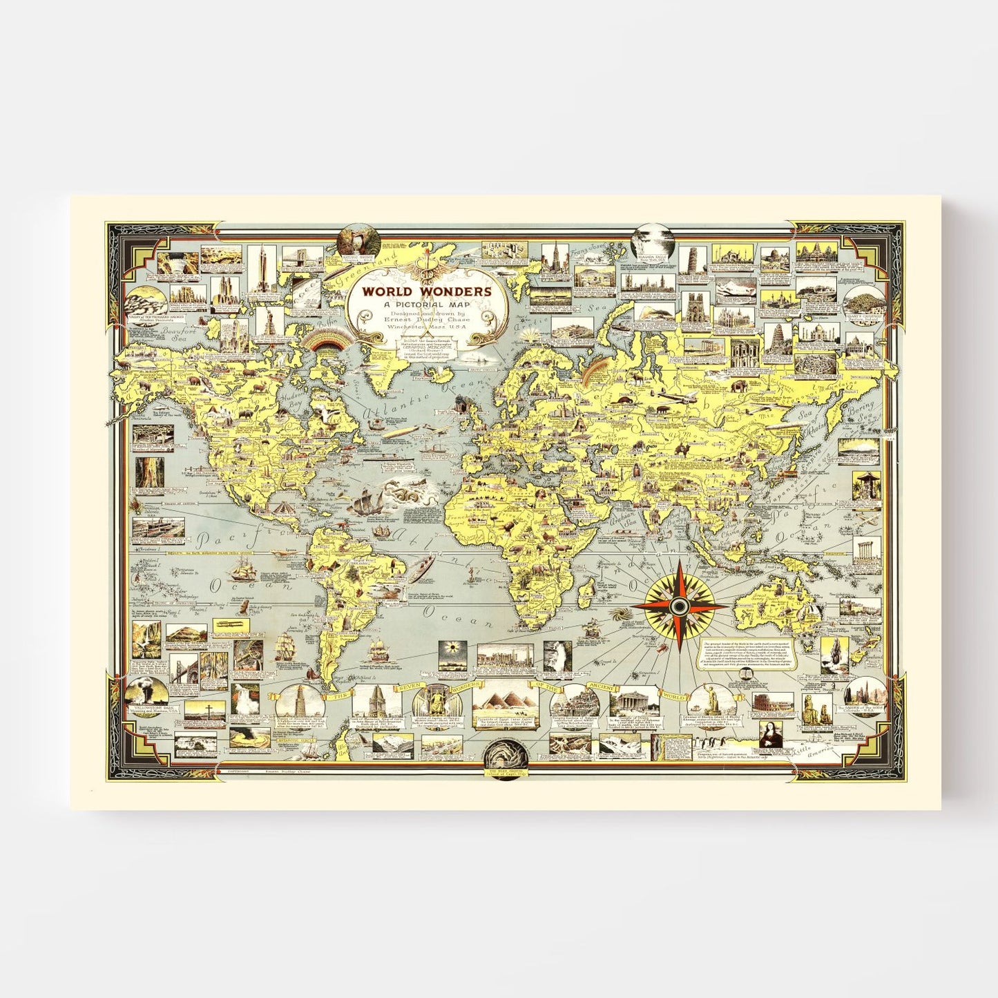 Vintage Pictorial World Map, 1939