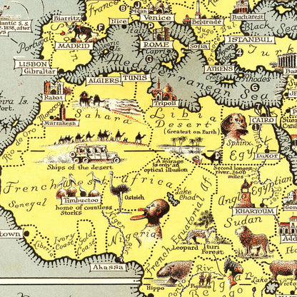 Vintage Pictorial World Map, 1939