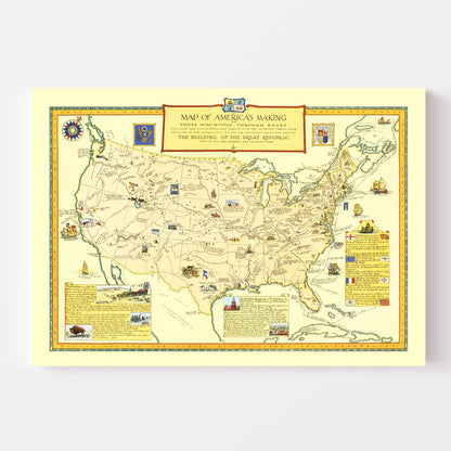 Vintage Map of America's Making, 1926
