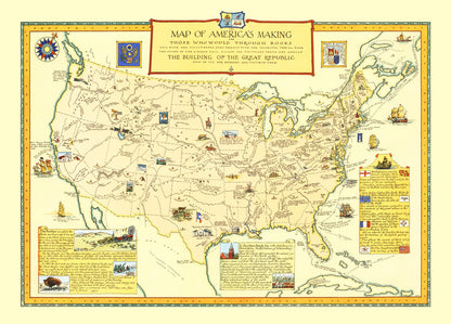 Vintage Map of America's Making, 1926