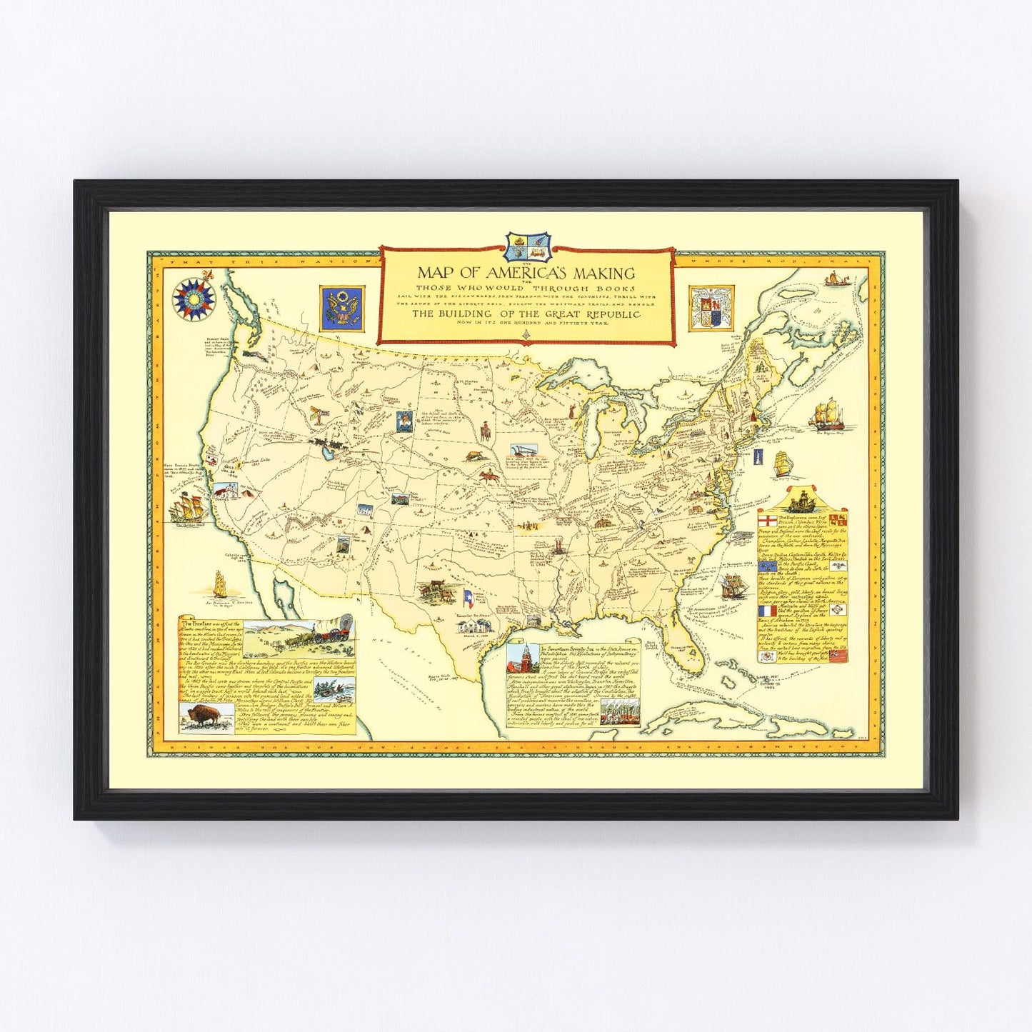 Map of America's Making, 1926, digitally restored vintage pictorial print