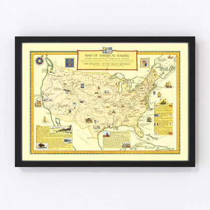 Map of America's Making, 1926, digitally restored vintage pictorial print