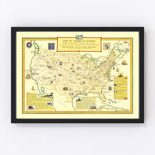 Map of America's Making, 1926, digitally restored vintage pictorial print