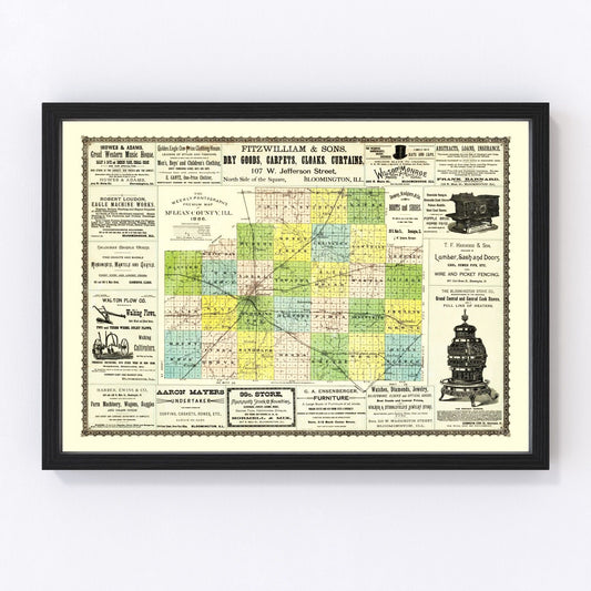 Vintage map of McLean County, Illinois, 1886