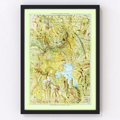Vintage map of Yellowstone National Park, 1898, digitally restored