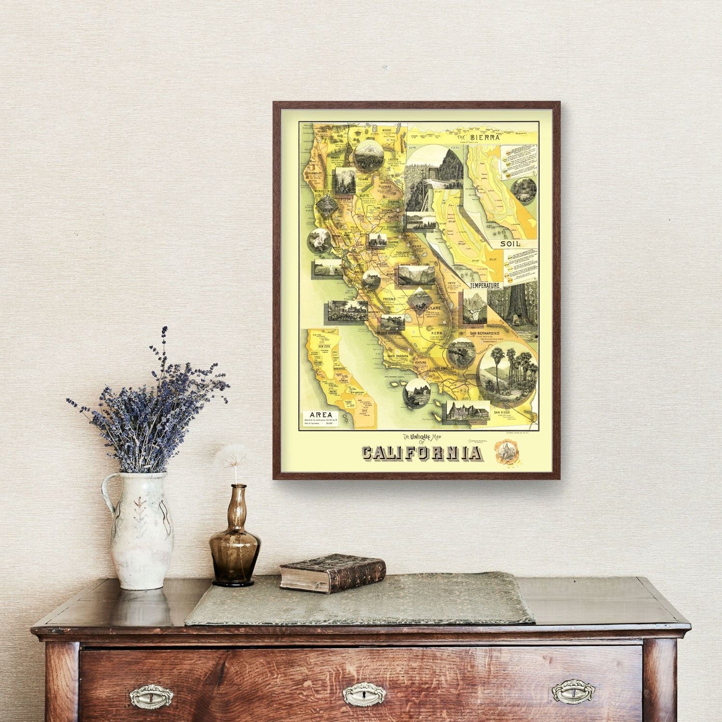 Vintage Map of California, 1885 | Wall Art