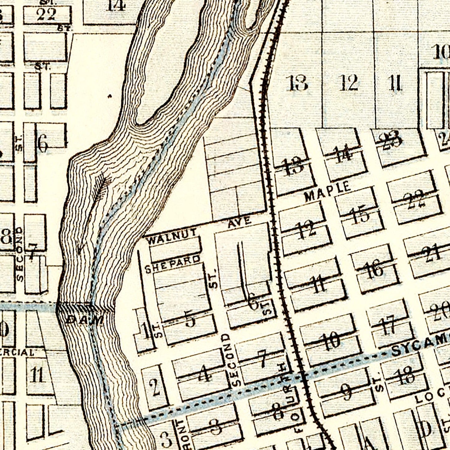 Vintage Map of Des Moines, Iowa, 1875