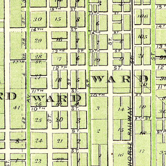 Vintage Map of Davenport, Iowa 1875