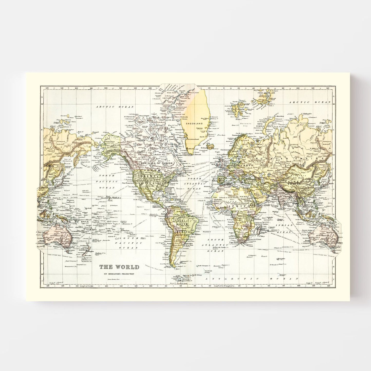 Vintage Map of the World, 1892