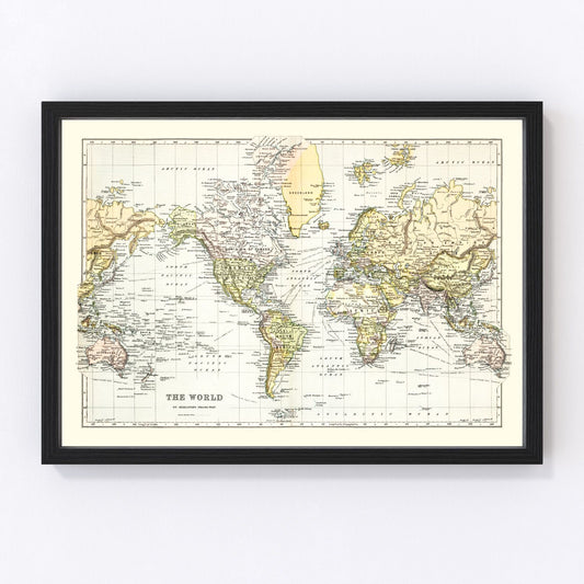 vintage map of the world, 1892
