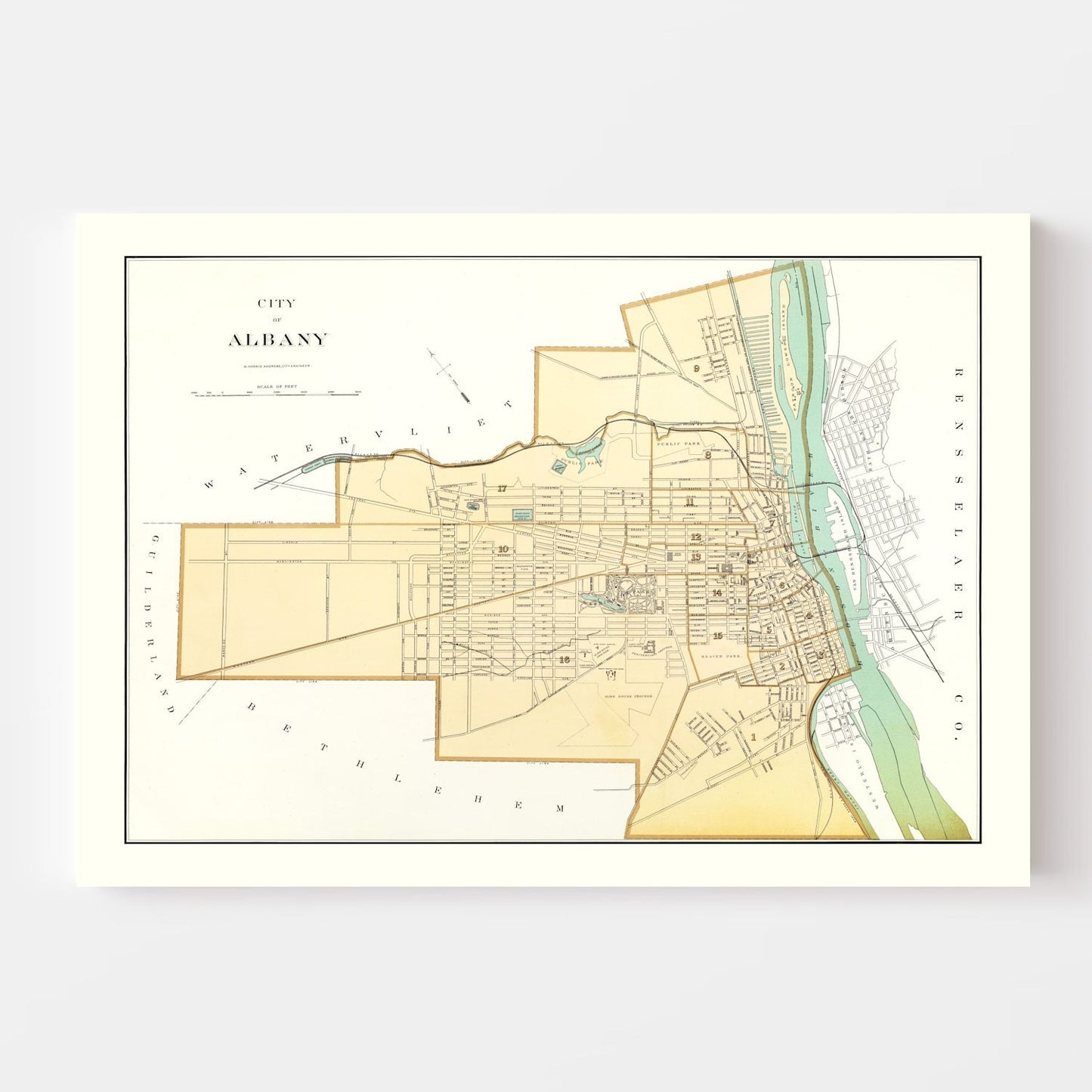 Vintage Map of Albany, New York, 1895