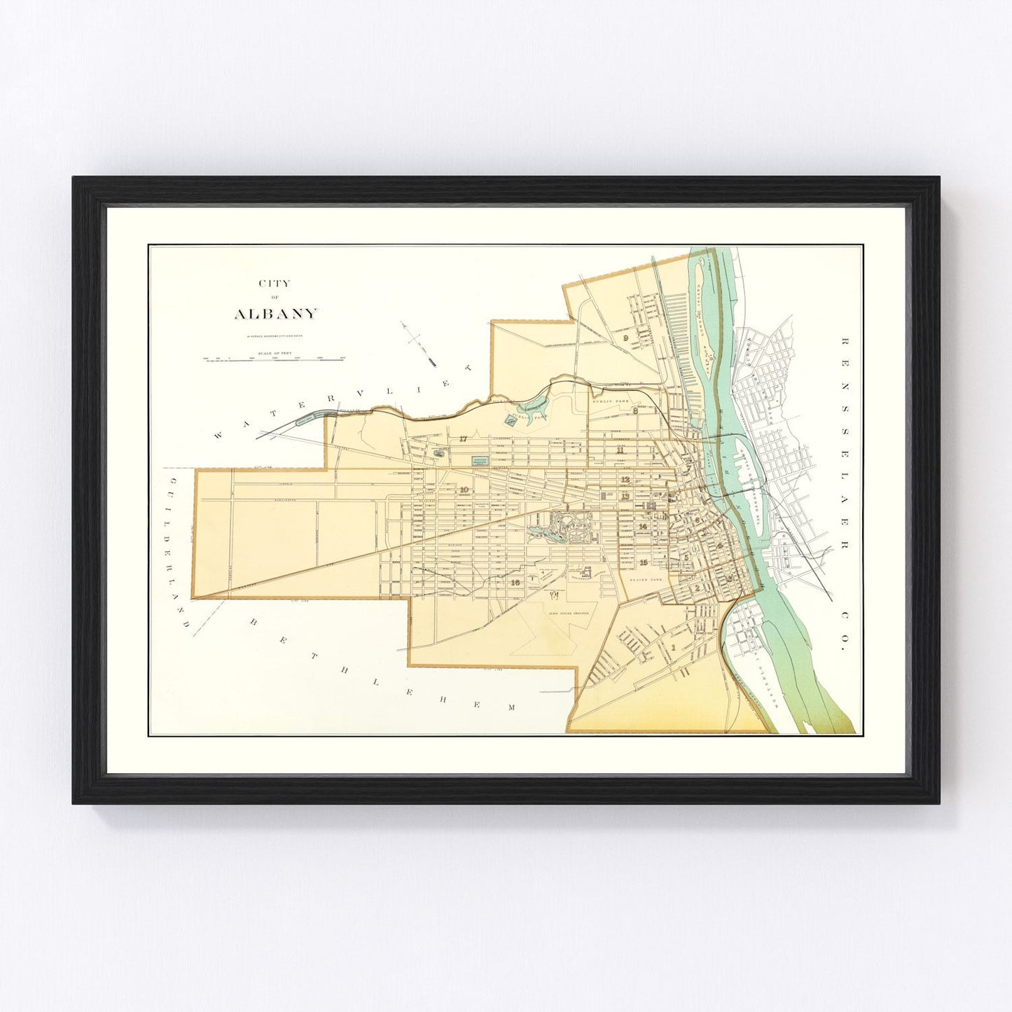 Vintage map of Albany, New York, 1895 - restored print