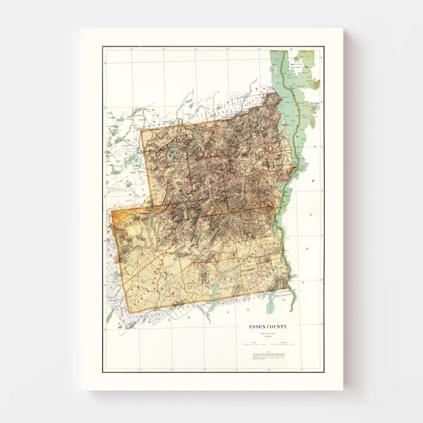 Vintage Map of Essex County, New York, 1895
