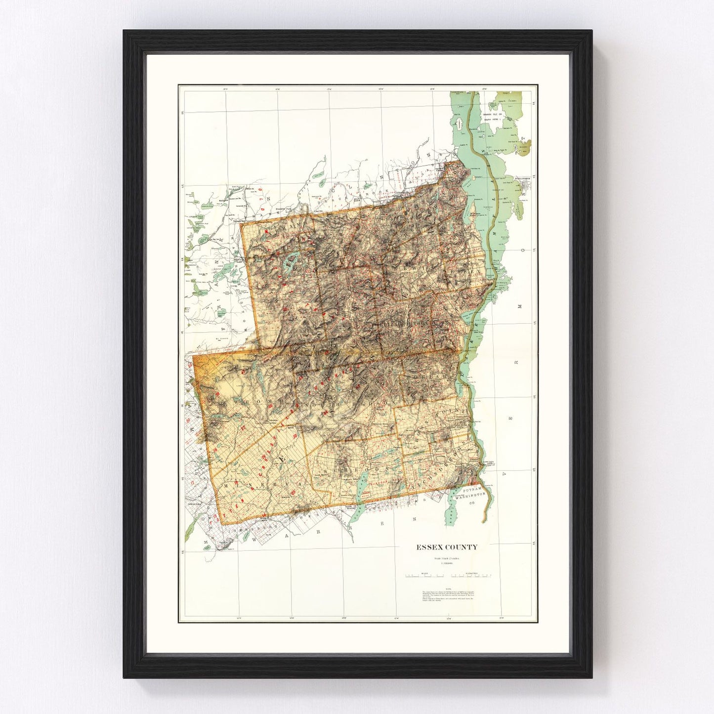 Vintage map of Essex County, New York, 1895