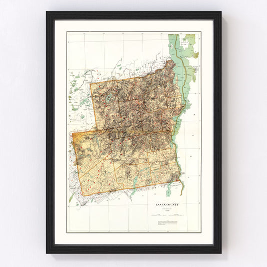 Vintage map of Essex County, New York, 1895