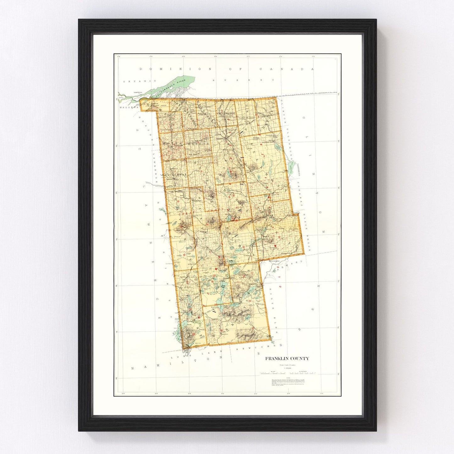 vintage map of Franklin County, New York, 1895