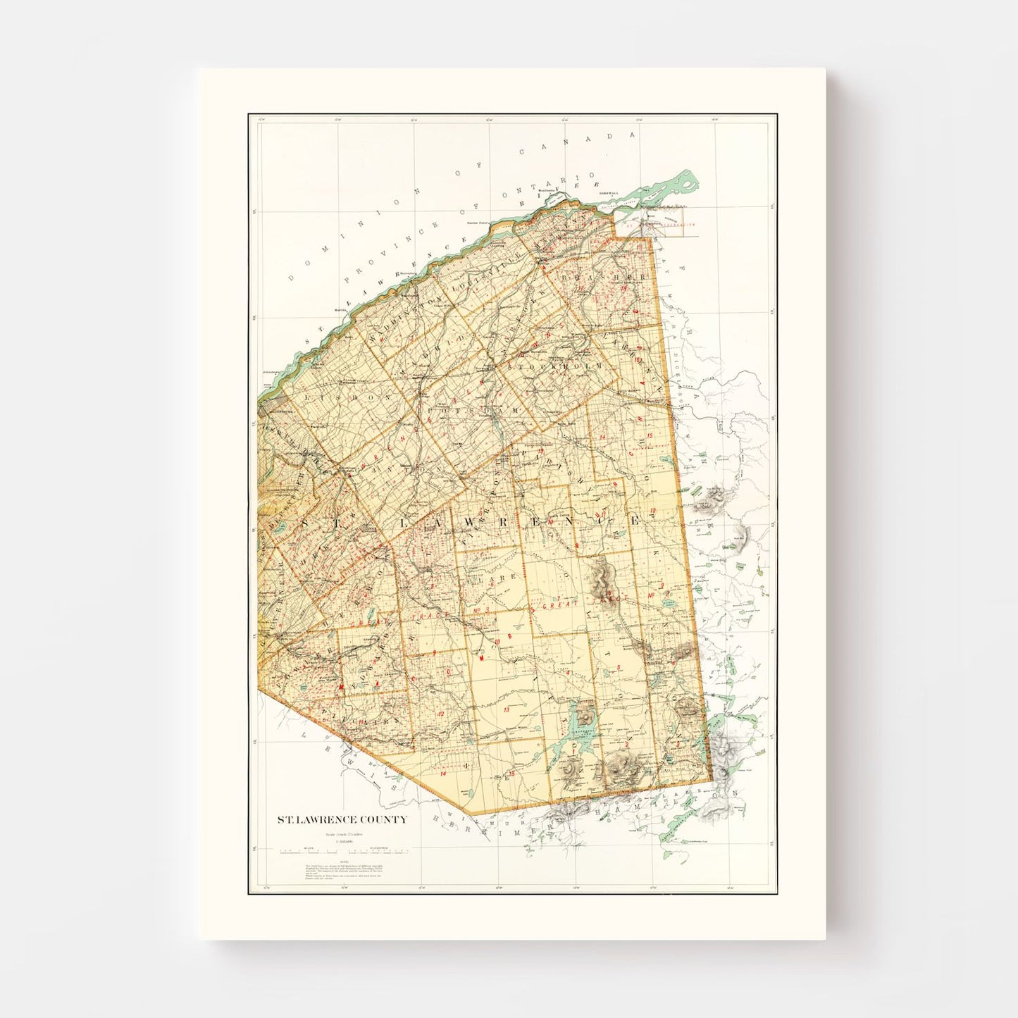 Vintage Map of St. Lawrence County, New York, 1895