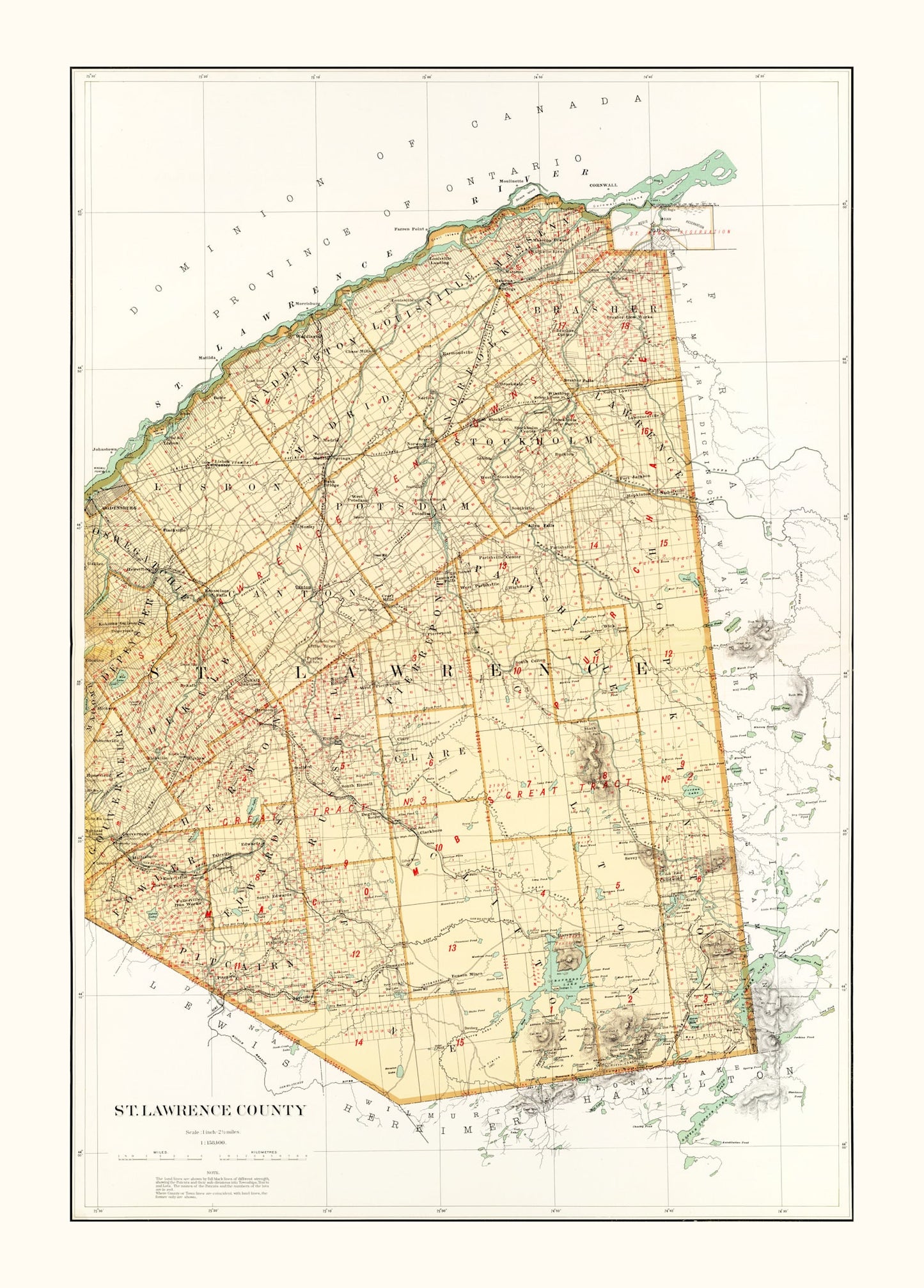 Vintage Map of St. Lawrence County, New York, 1895