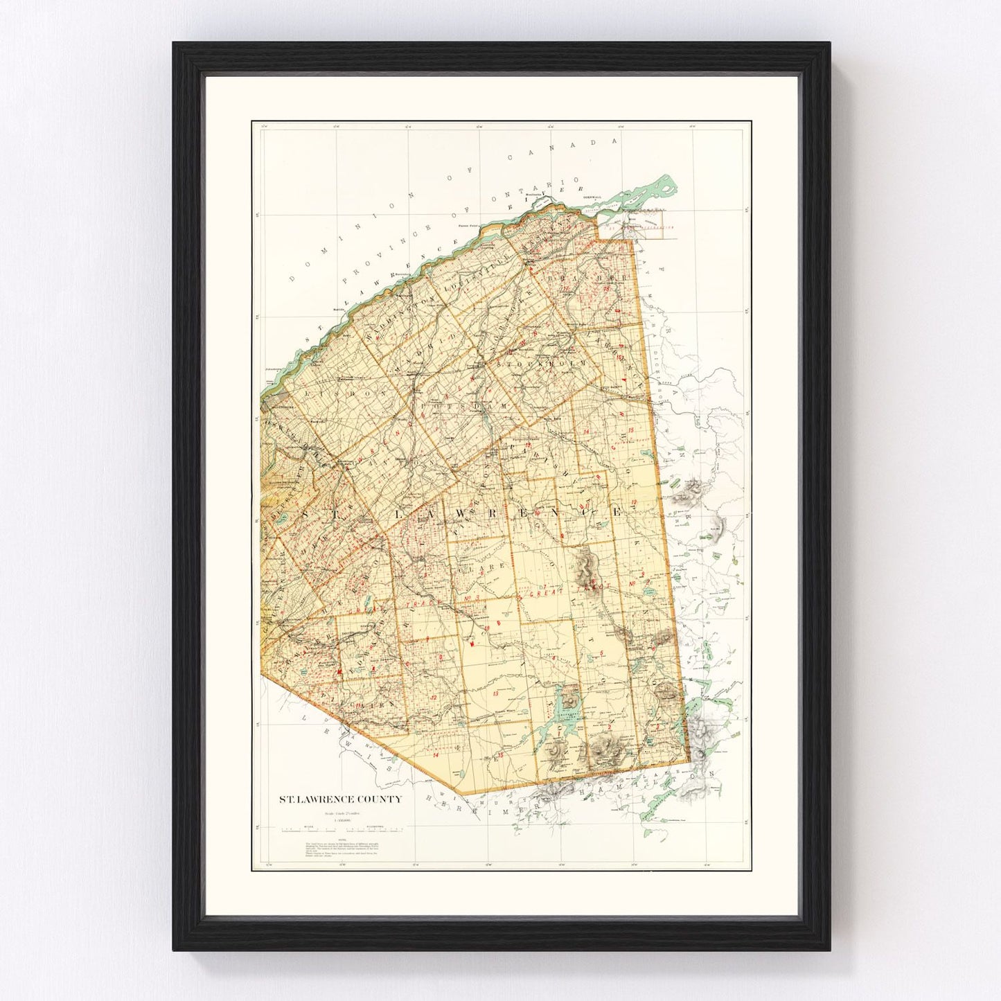 Vintage map of St. Lawrence County, New York, 1895