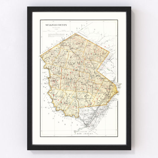 Vintage map of Sullivan County, New York, 1895
