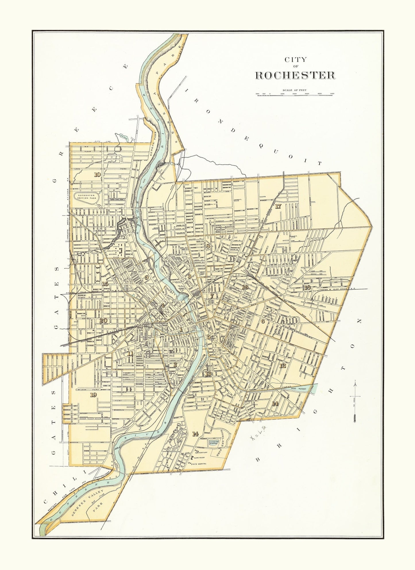 Vintage Map of Rochester, New York, 1895