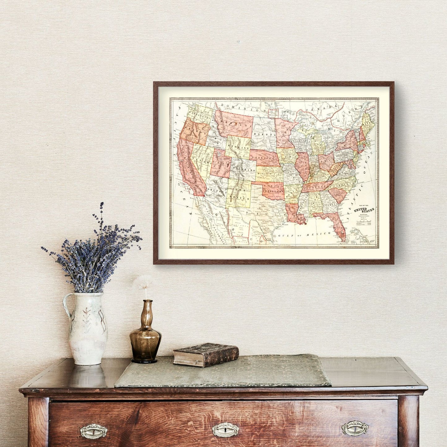 Vintage Map of the United States, 1883