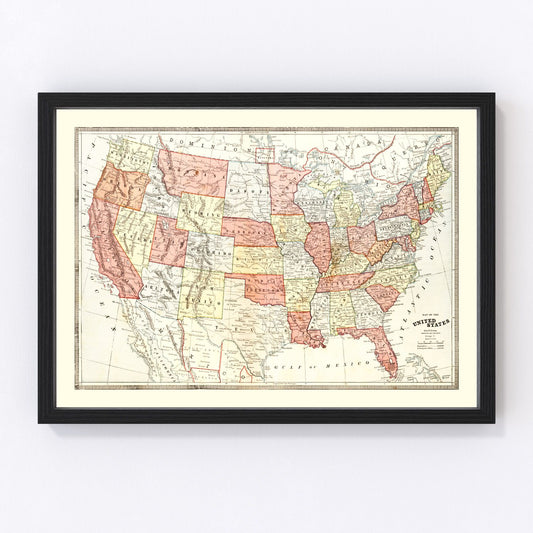 Vintage map of the United States, 1883