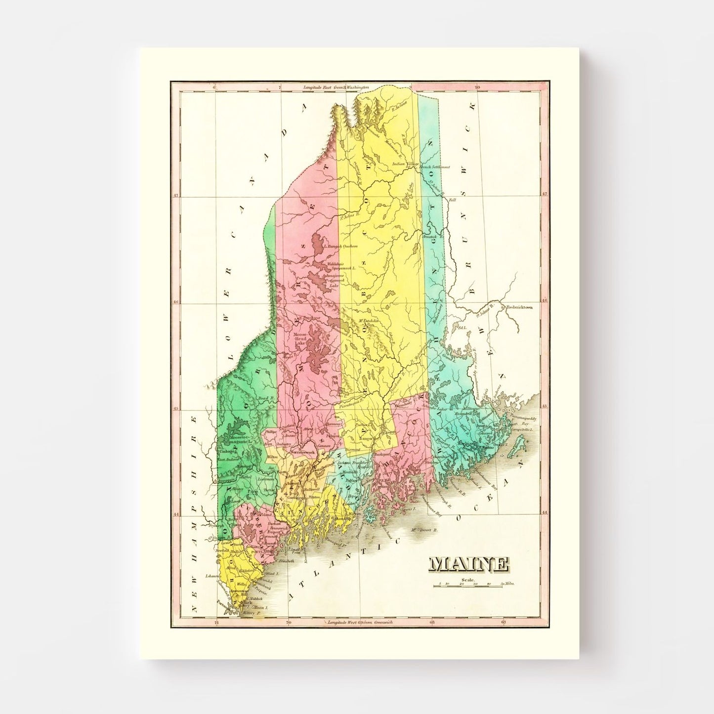 Vintage Map of Maine, 1831 II