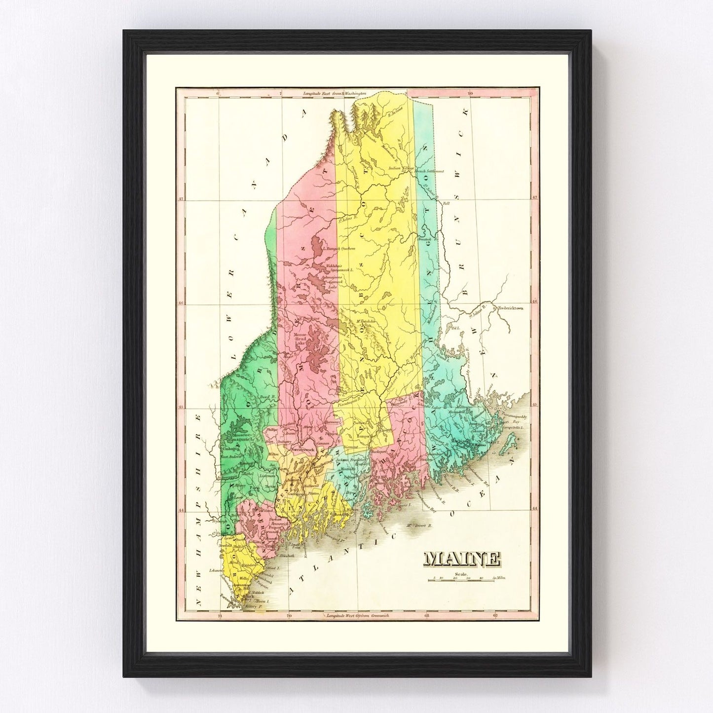 Vintage map of Maine, 1831